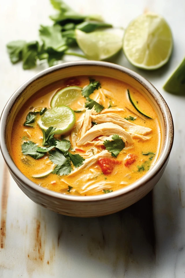 Healthy Thai Chicken Curry Soup with Coconut Milk