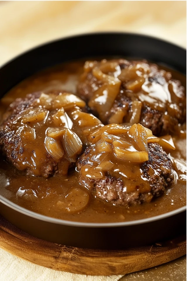 Savory Hamburger Steak with Onions and Brown Gravy