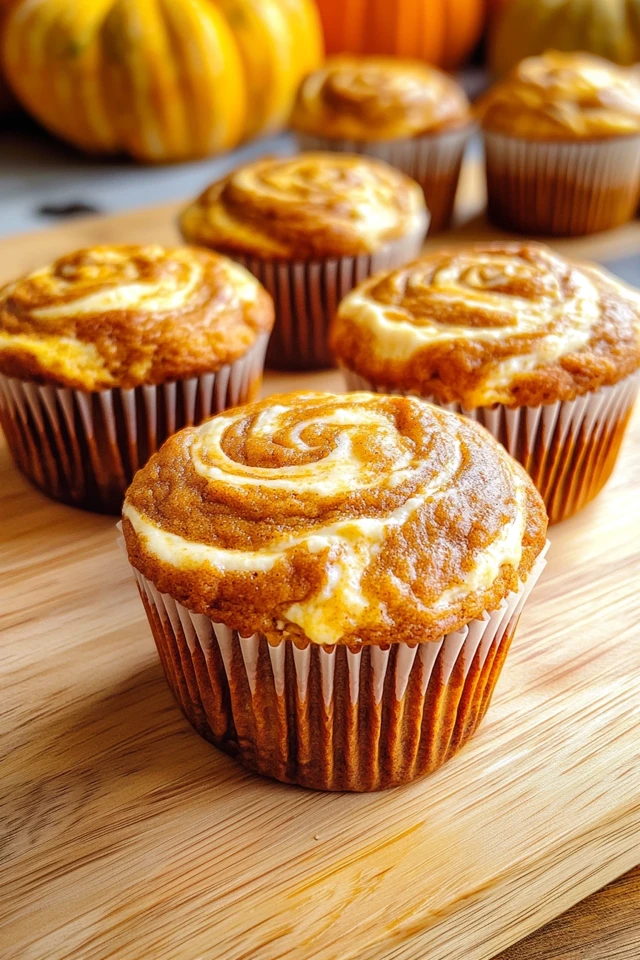 Pumpkin Cream Cheese Swirl Muffins Recipe for Fall