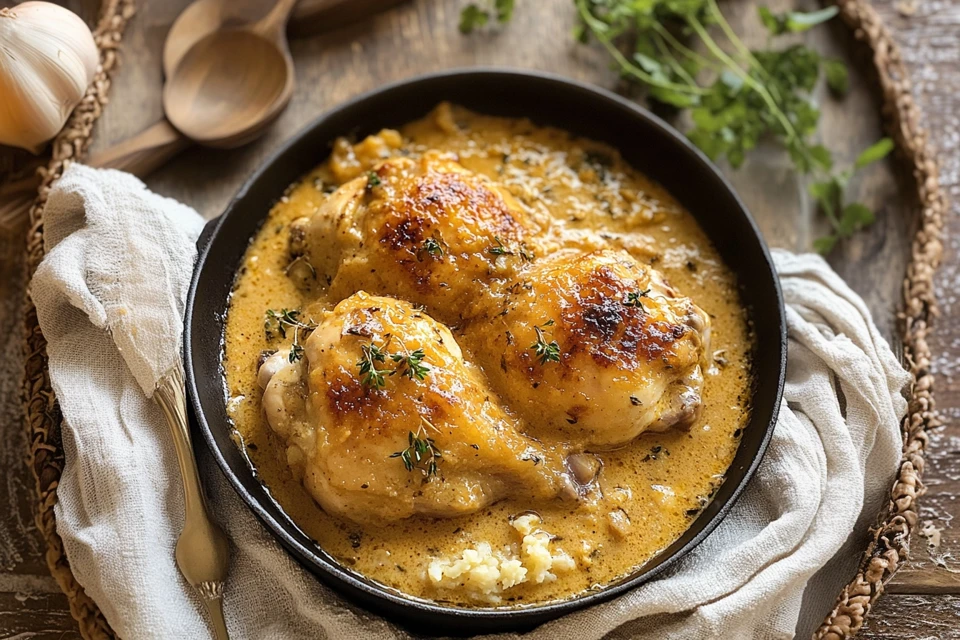 Tender chicken thighs simmered in a rich, creamy gravy with onions and garlic, creating a mouthwatering Southern classic. Comfort food at its best, perfect for family dinners or cozy nights in. Craving something new? Get the recipe here. #southernchicken #comfortfood #smotheredchicken #chickenrecipe #southernrecipes #homemadegravy #easychickenrecipes #chickendinner #weeknightmeals #soulfood