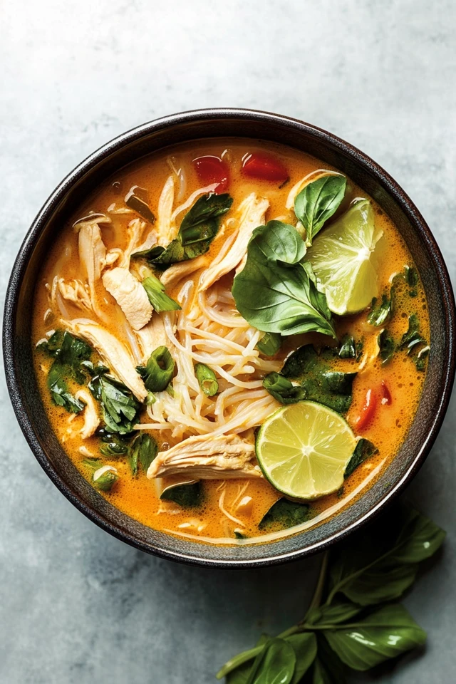 Healthy Thai Chicken Curry Soup with Coconut Milk