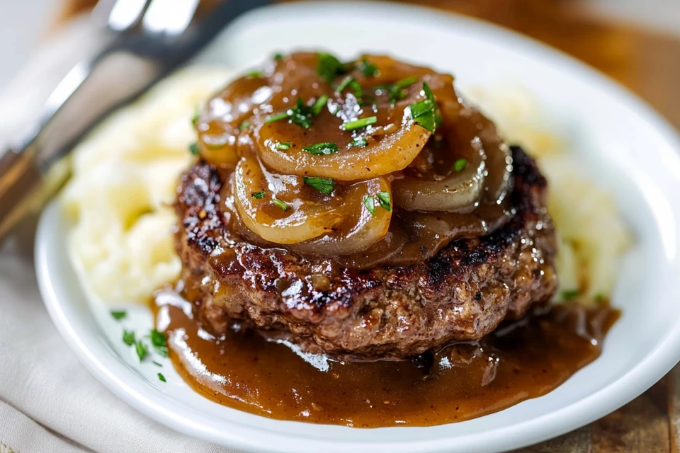 Savory Hamburger Steak with Onions and Brown Gravy