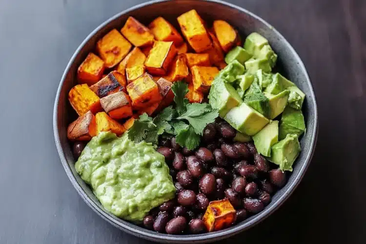 Sweet Potato and Black Bean Bowls with Avocado Lime Dressing - Savoring ...