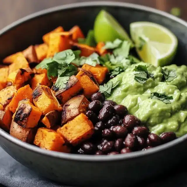Sweet Potato and Black Bean Bowls with Avocado Lime Dressing - Savoring ...