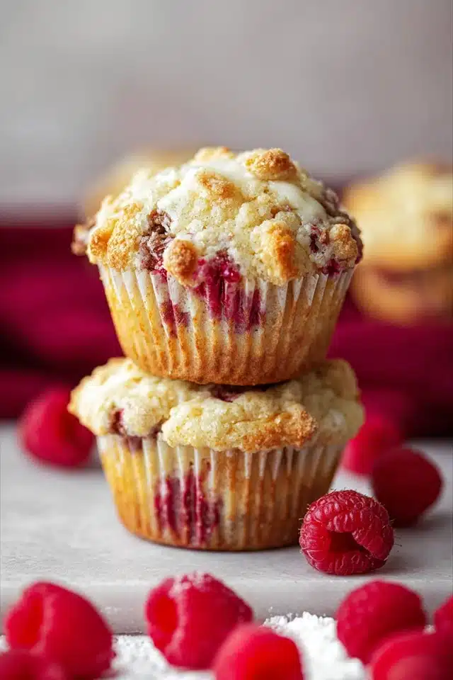 White Chocolate Raspberry Muffins - Savoring Moments