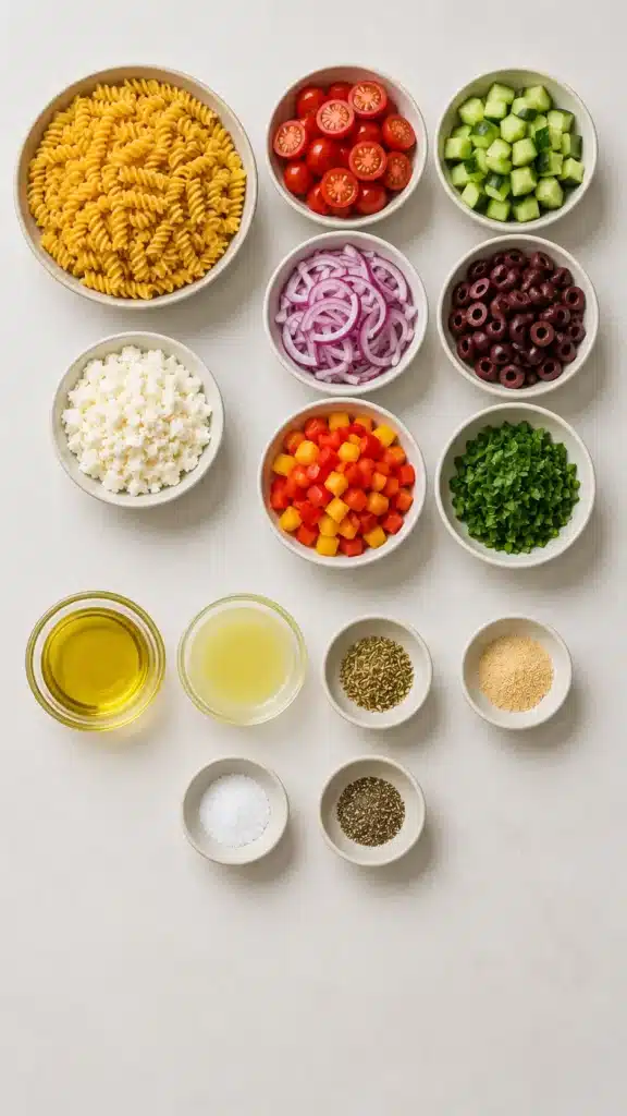 Easy Greek Pasta Salad - Savoring Moments
